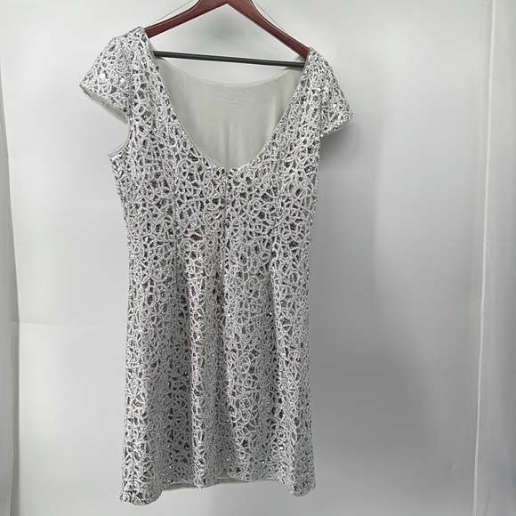 Adrianna Papell Silver Sequin Formal Dress - Picture 2 of 4